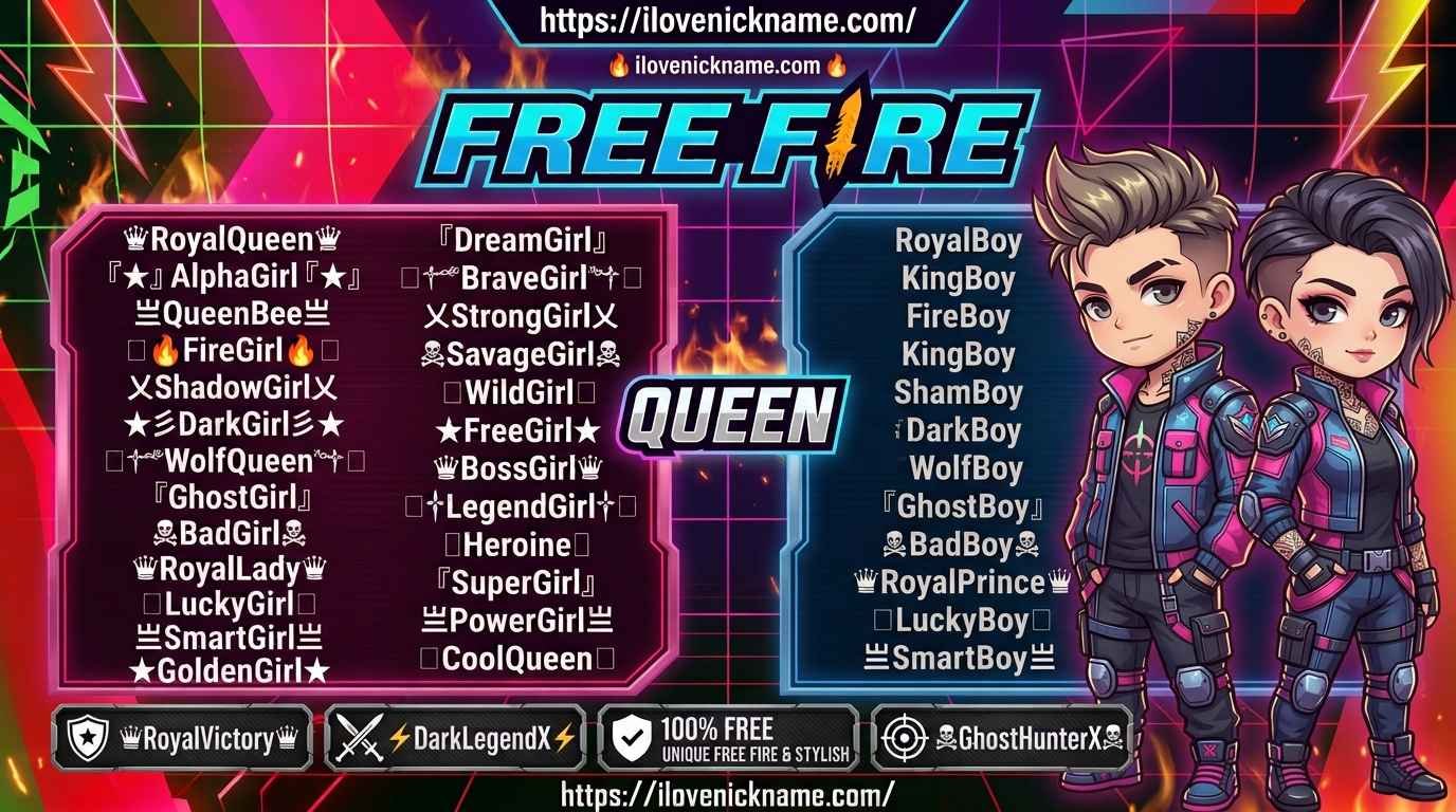 Nickname Ideas + Nickname Generator - Stylish Free Fire Nicknames | Cool Names & Symbols