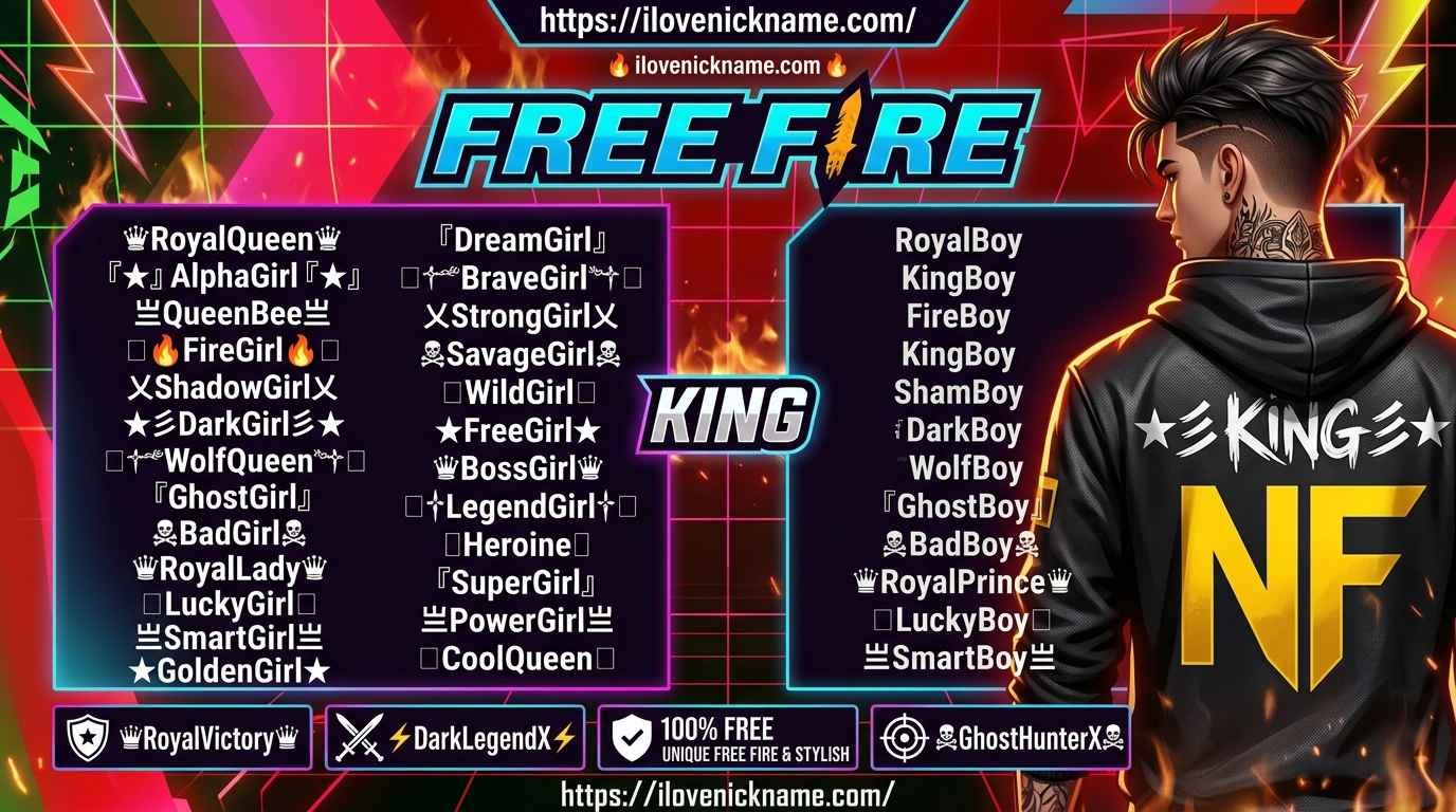 Nickname Ideas + Nickname Generator - Stylish Free Fire Nicknames | Cool Names & Symbols